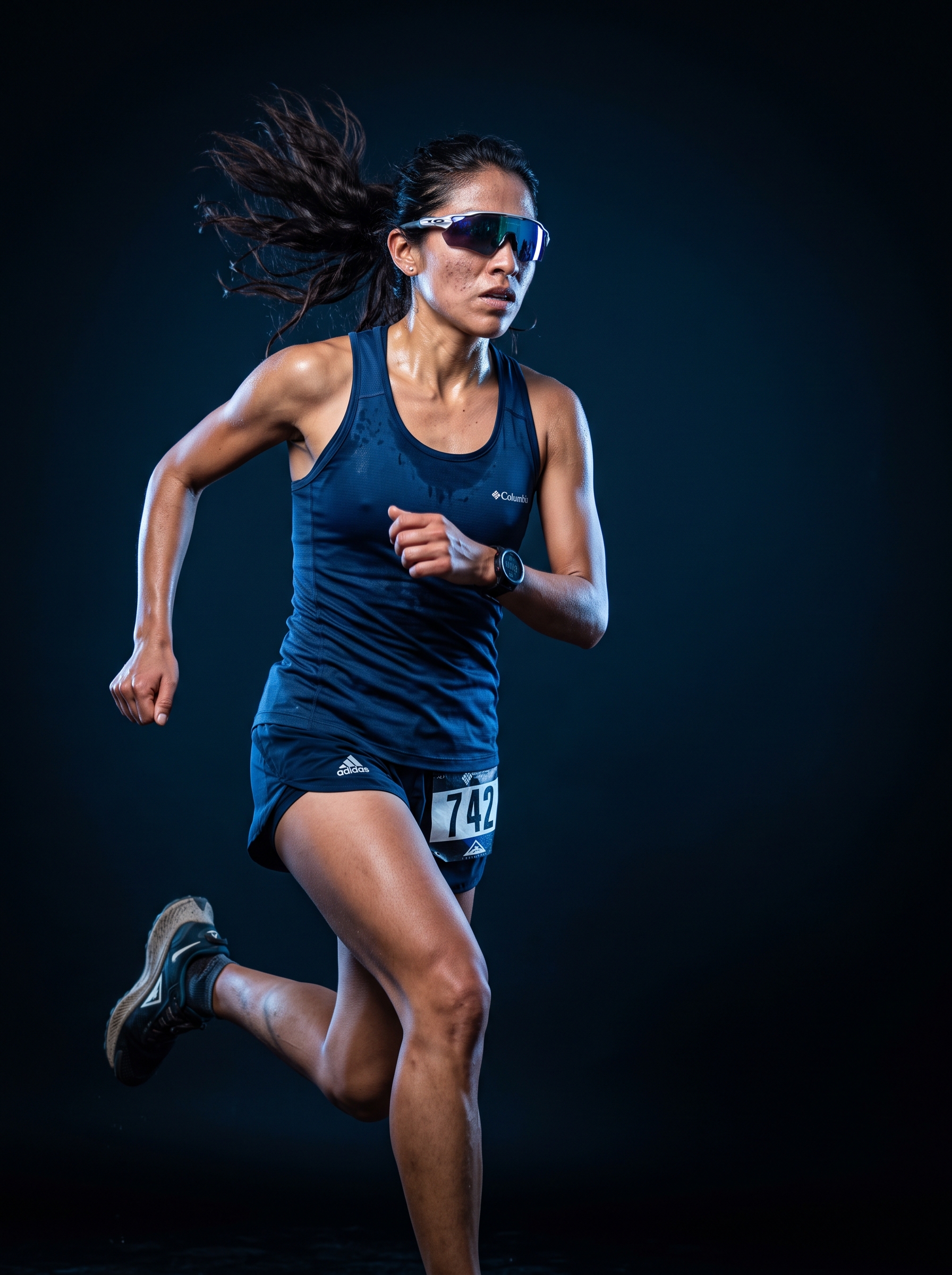 Runner colombiana entrenando con gafas deportivas WON Sports