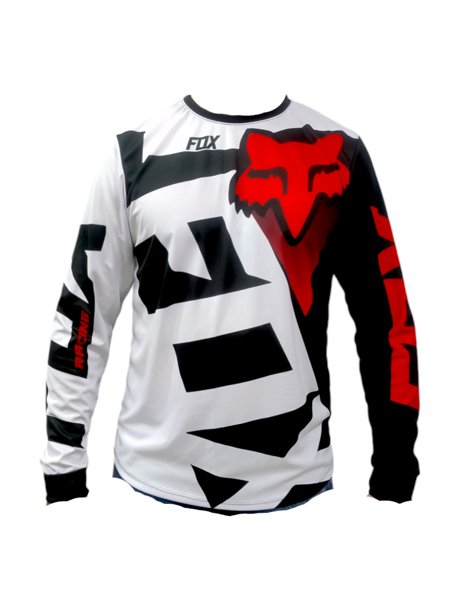 Jersey Deportivo Profesional Microperforado con Protección UV – Ideal Motocross y Uso Urbano Fox white Red - Imagen 4