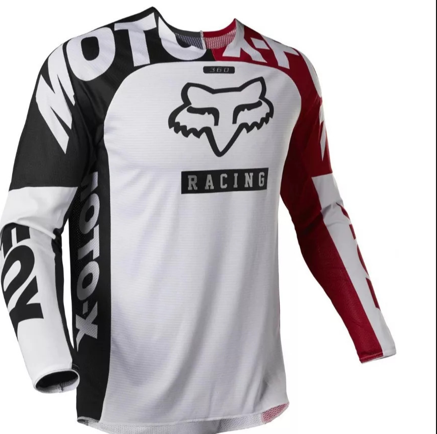 Jersey Deportivo Profesional Microperforado con Protección UV – Ideal Motocross y Uso Urbano Fox White