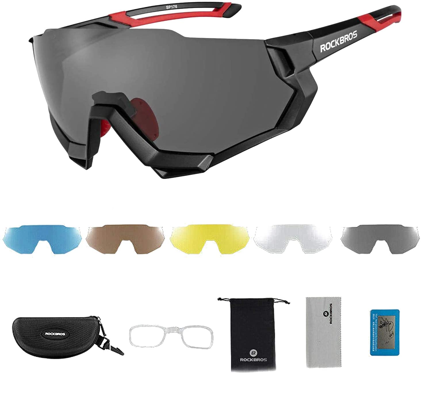 Gafas para Ciclismo, Running y MTB Rockbros 5 Lentes Intercambiables Polarizadas UV400