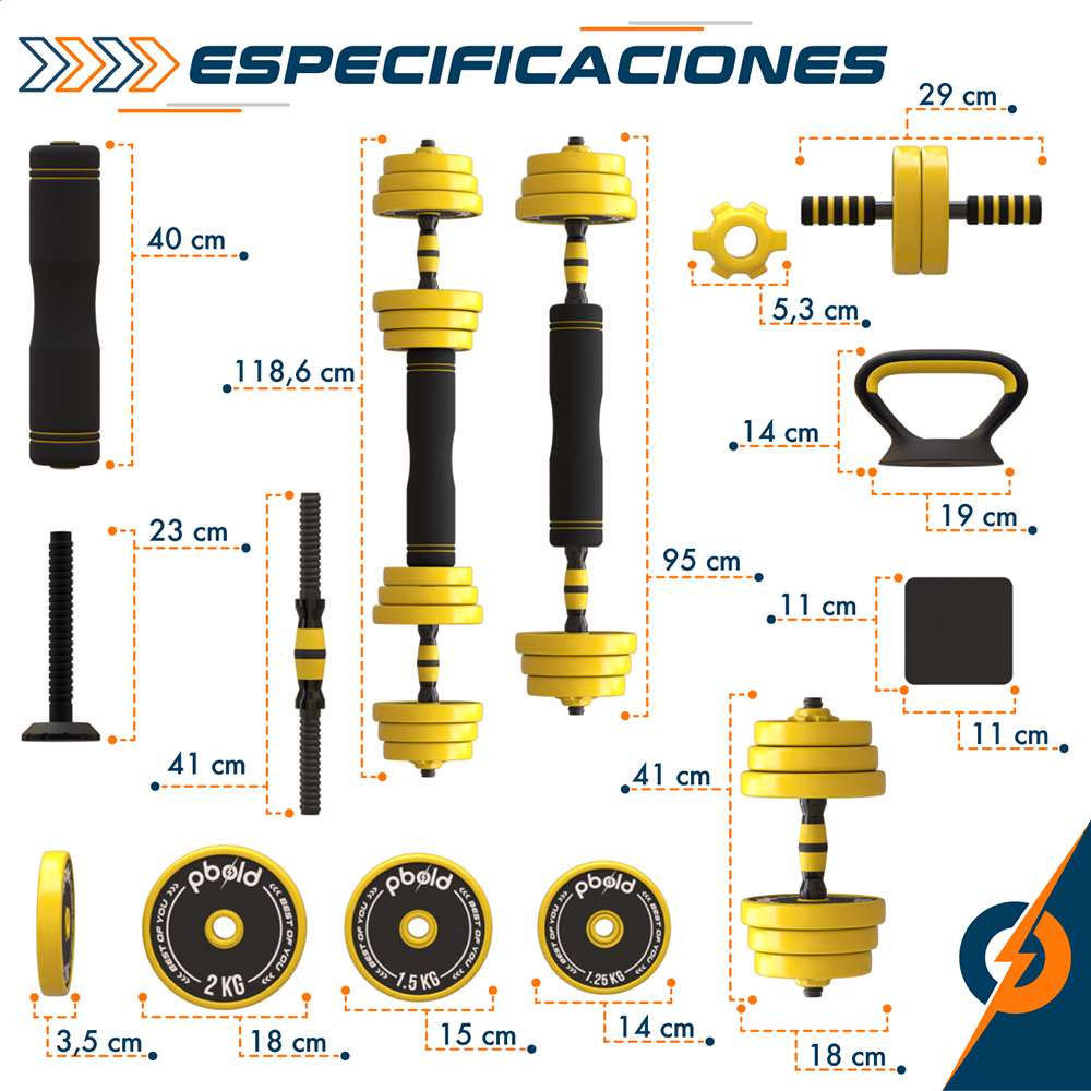 Kit De Mancuernas 20 kilogramos Pbold Pesas Gym Multifuncional - Imagen 3