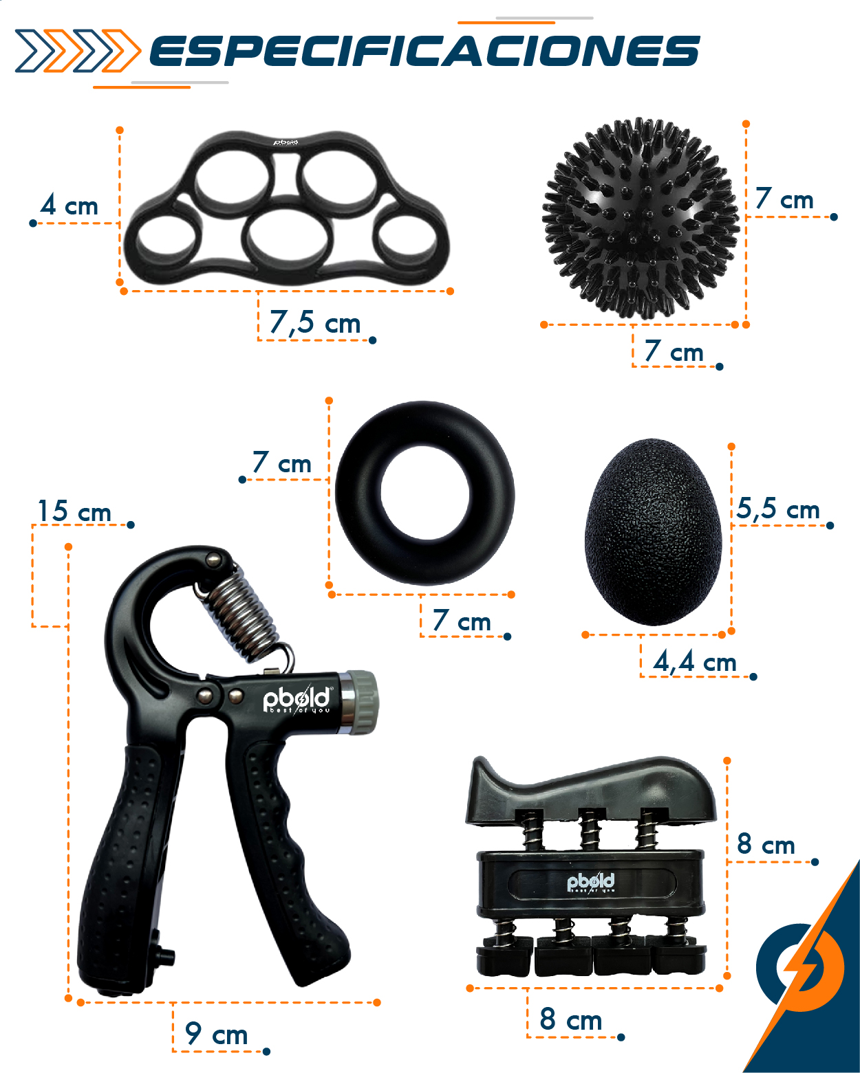 Kit Hand Grip X6 Ejercitadores Mano Muñeca Antebrazo - Imagen 3