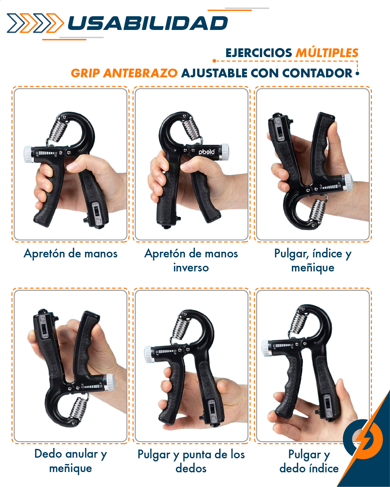 Kit Hand Grip X6 Ejercitadores Mano Muñeca Antebrazo - Imagen 7