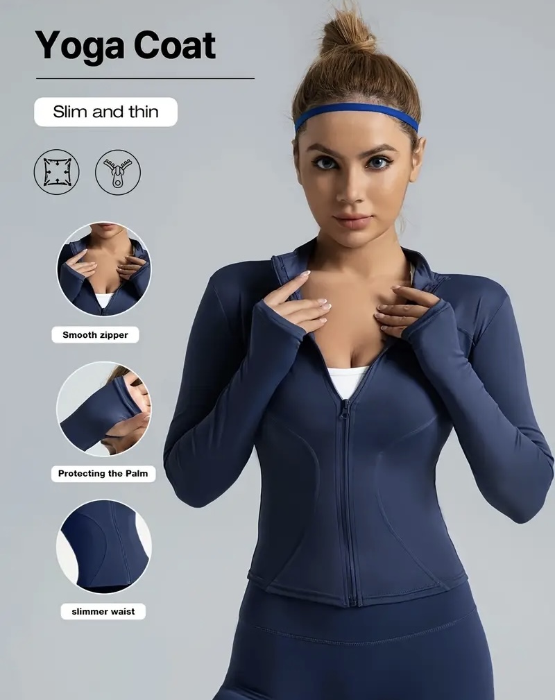 Chaqueta Deportiva Mujer con Protección Solar – Manga Larga, Cremallera y Cuello Redondo