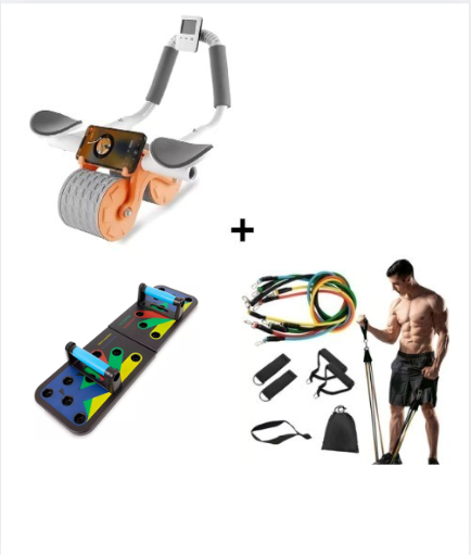 Combo Fitness Rueda Abdominal + Bandas de Resistencia + Tabla Push Up Entrenamiento en Casa