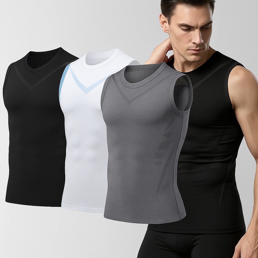 Camiseta Deportiva Compresiva Sin Mangas Hombre Gym Running